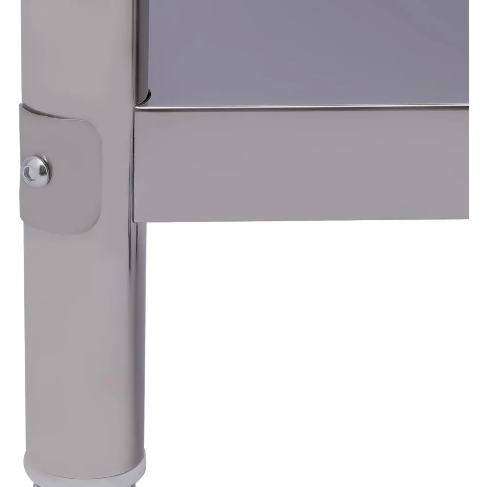 Servierwagen Catering Edelstahl Küchenregal 2 Ebenen Edelstahl Arbeitstisch mit Rollen 60x45x85cm – Detail 4