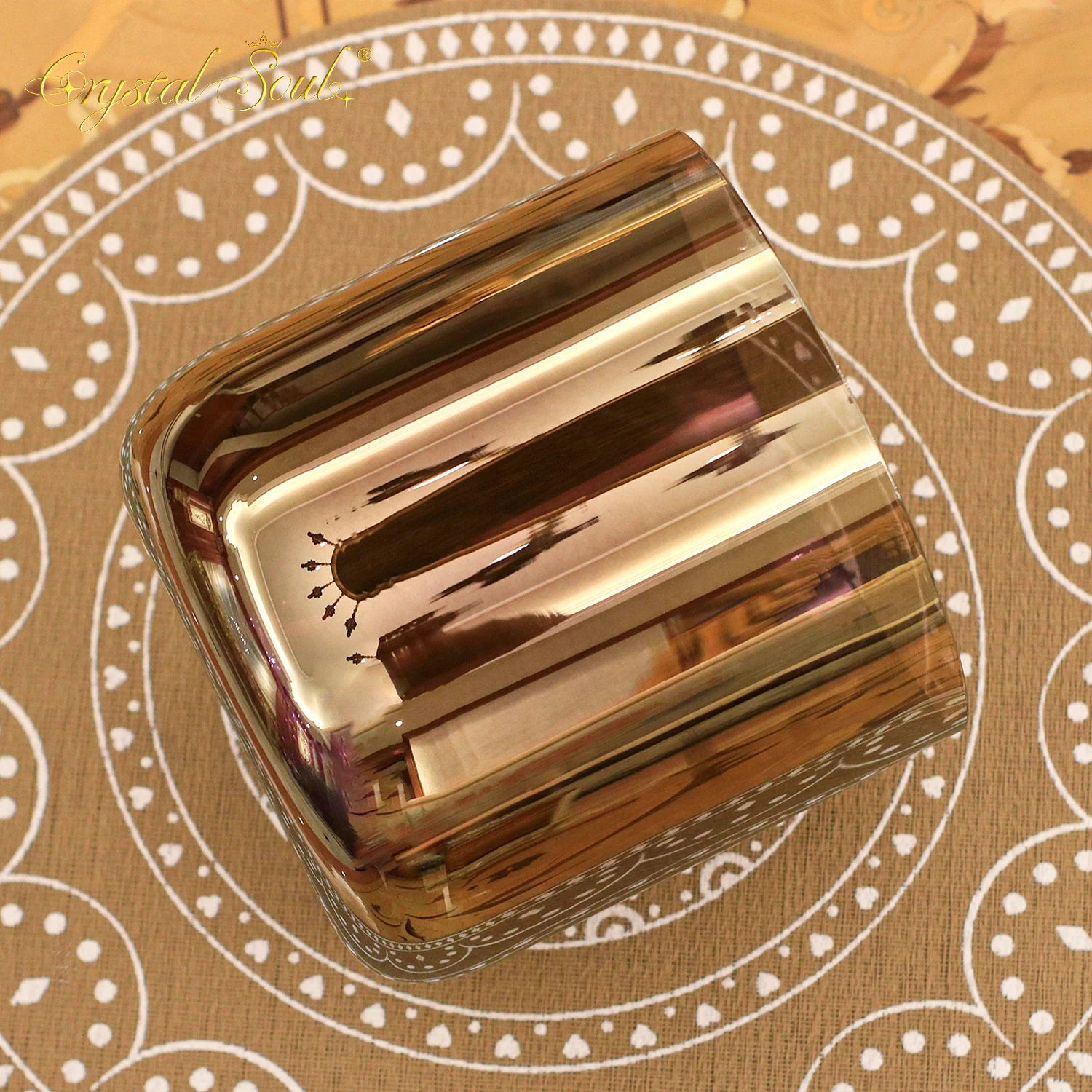 

Crystal Soul High Quality Customized Gold Coffee Colored Alchemy Crystal Bowl for Meditation Crystal Singing Bowls