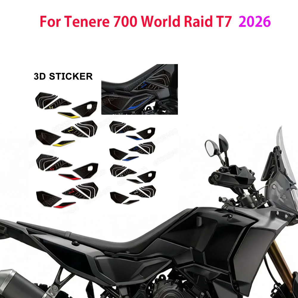 For Yamaha Tenere 700 World Raid T7 Adventure Rally  2026 Fuel Cap Cover Knee Grip Protector Fairing Fender Stickers Decals Kit
