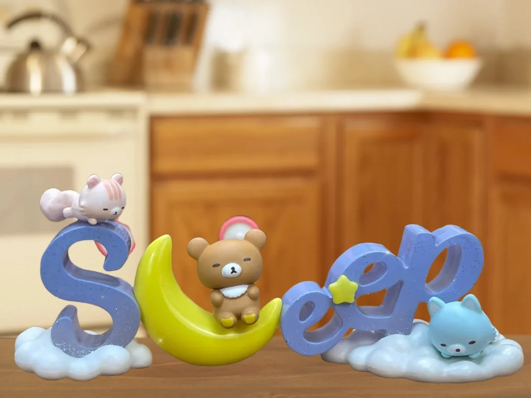 Re-ment fácil urso palavra coleção cena em miniatura decoração caixa versão inglês ovo cego brinquedo comida jogar figuras colecionáveis