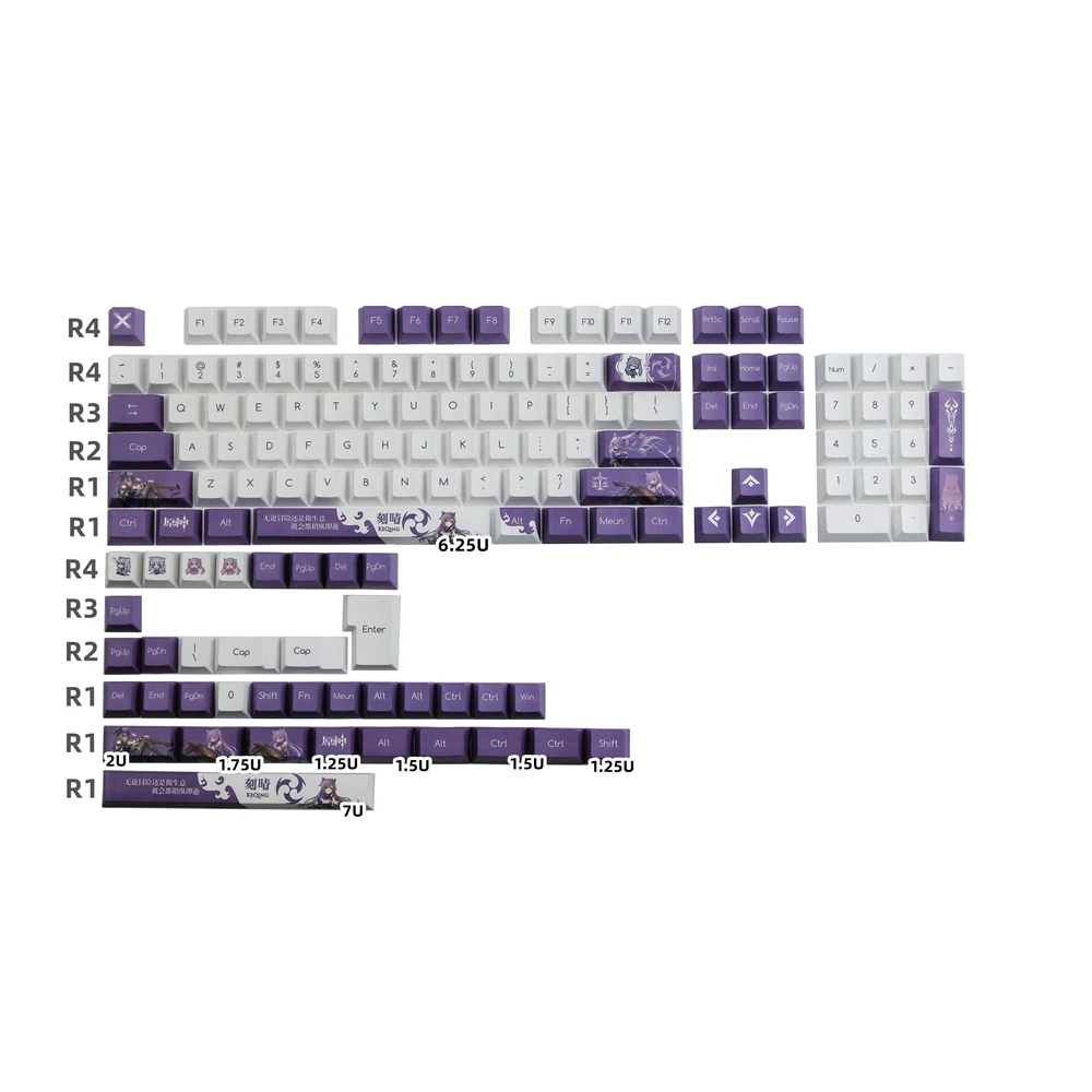 

138 Keys Genshin Impact Theme Keycap Set KEQING PBT Material Cherry Profile DYE-Sublimation Keycap For Mechanical Keyboard