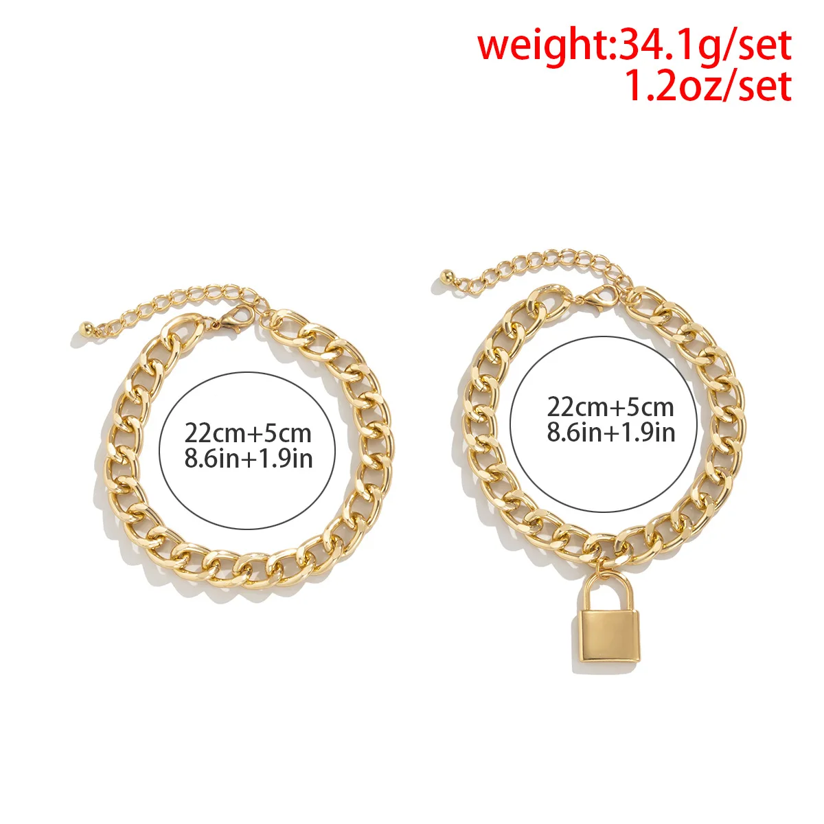 Retro Simple Padlock Pendant Anklet Women's 2022 Summer Fashion Beach Feet Nude Gold Metal Thickening Anklets Girls Jewelry