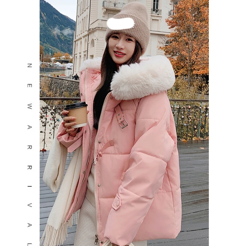 Black Down Jacket Women Coat Hooded Fashion American Streetwear Y2K Style Duck Down Feather Female Winter Pink Short Outwear