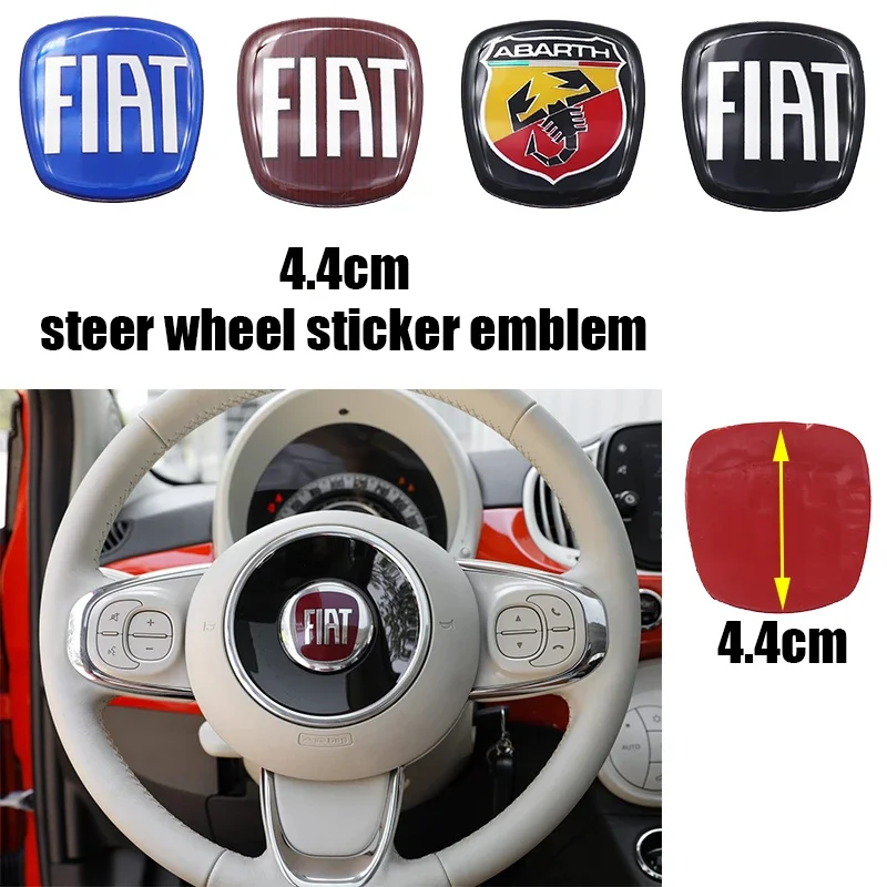 1 pçs 3d 44mm acrílico volante emblema adesivo volante do carro adesivo interior do carro emblema acessórios do carro para fiat abarth