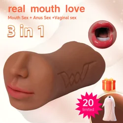 3 in 1 pocket pussy Male masturbator 18+ sex toys for man with 3D Realistic Texture Tight sex machine Portable sexdoll Vagina An