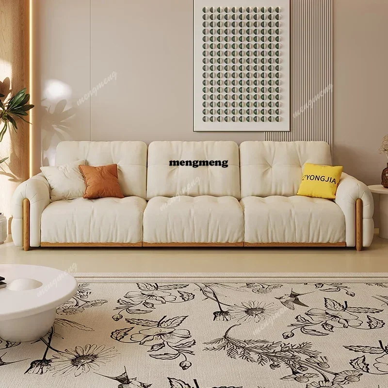

Hot sales French cream wind small apartment small space living room furniture cat scratching cloth straight row cloud sofa