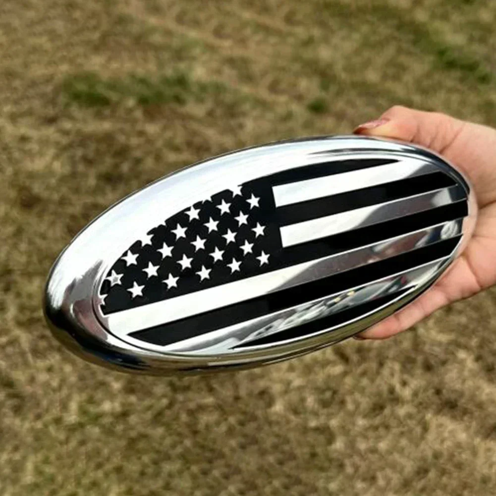 9 Inch For Ford Oval US Flag Emblem Badge Front Grill Tailgate Emble Sticker Styling Decoration For F150 F250 F350 Edge Ranger