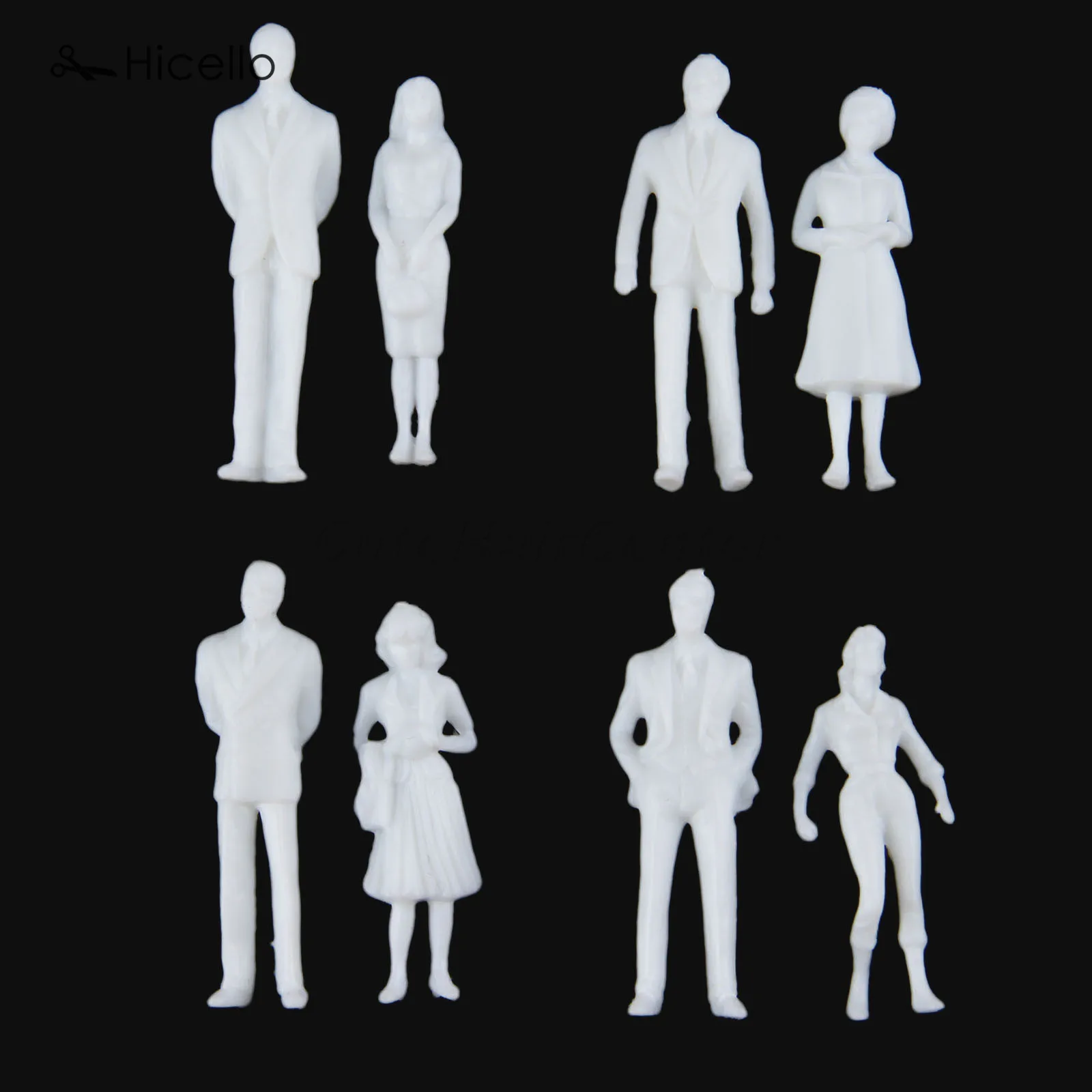 100pcs Plastic White Model People 36mm/18mm/13mm Miniature Figures Little Human Architectural Scene DIY 1:50 1:100 1:150 Scale