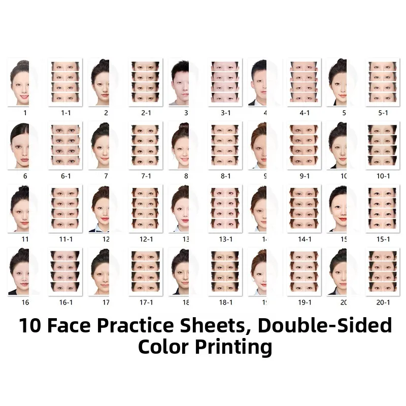 Wild Eyebrow Tattoo Practice Book Real Person Beauty Picture Face Shape Template Design Eyebrow Drawing Exercise Notebook