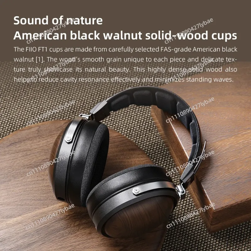 FiiO FT1-New Version Closed-Back Over-Ear Fiber Composite Diaphragm Wired Hi-Fi Headphones, American Walnut Ear Cups for Studio