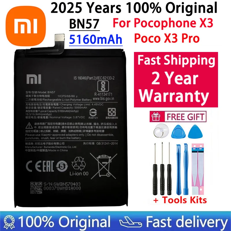 بطارية أصلية من Xiaomi لعام 2025 لبطاريات Xiaomi Mi Mix 1 2 2S 3 4 Poco X3 F3 Redmi K40 10T 11T Mi 11 Mi11 Lite Ultra Pro #2