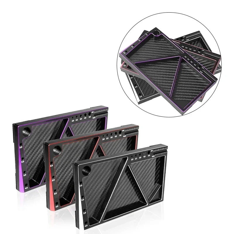 

Carbon Fiber Metal Multifunction Screw Tray Nut Gasket Storage Tool Organizer for RC Car Boat Airplane Model HSP RC Car