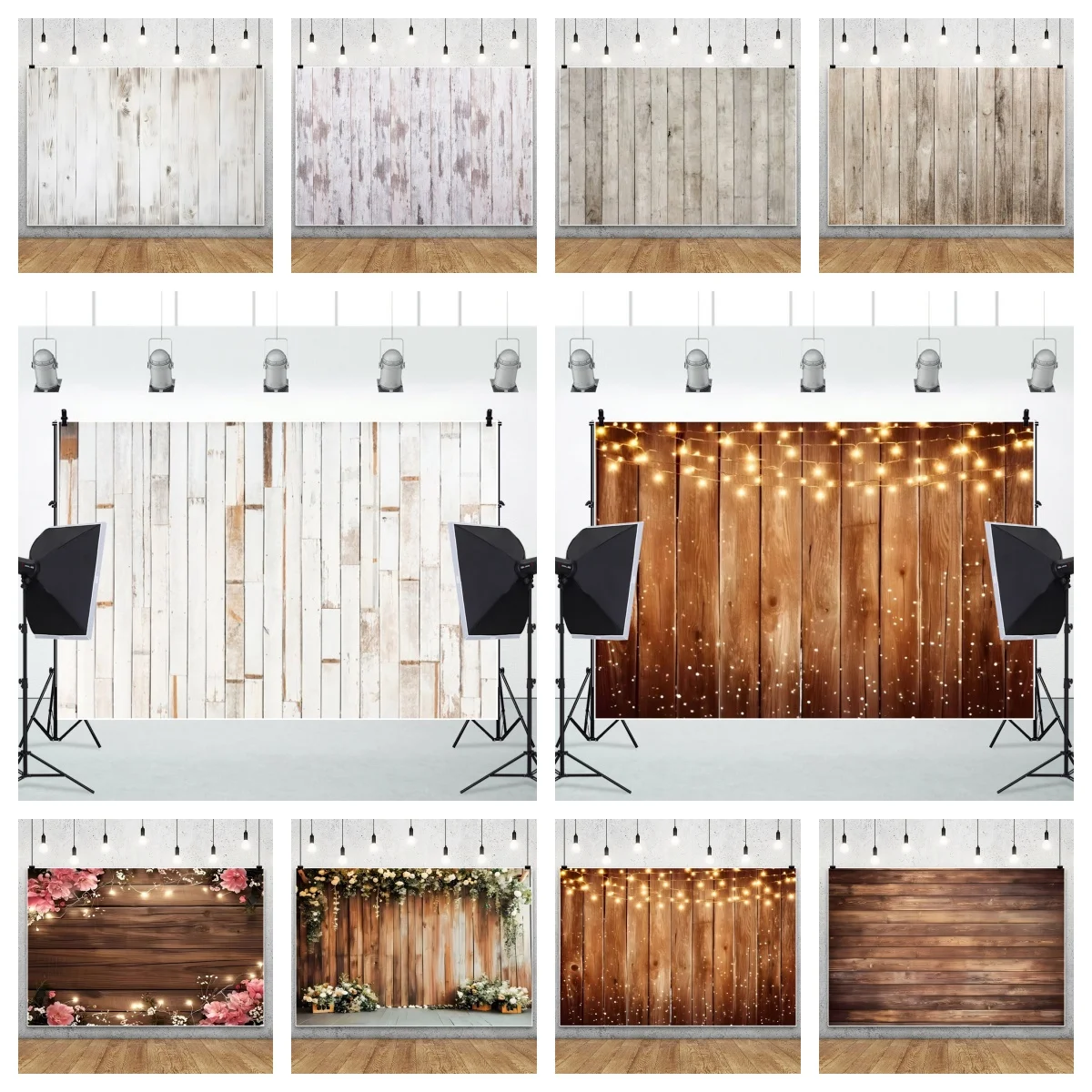 Latar belakang kayu fotografi emas berkilau putih coklat papan kayu abstrak Baby Shower pernikahan pesta ulang tahun dekorasi latar belakang