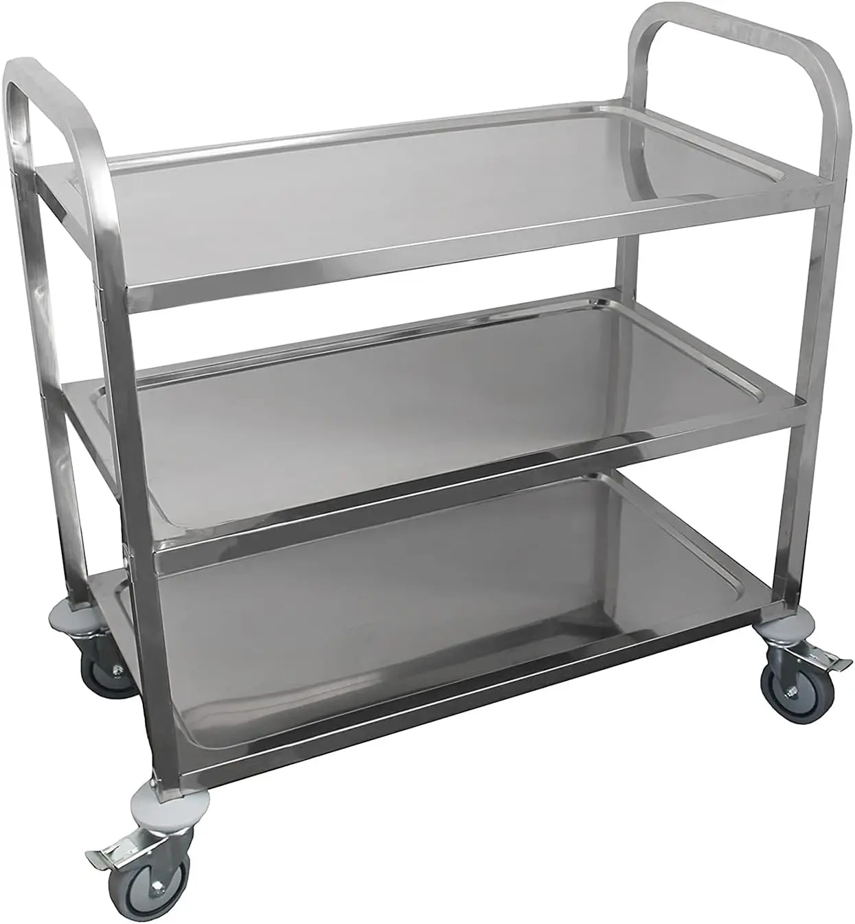 

Stainless Steel Dining Cart - 3 Shelf Heavy Duty Utility Cart on Wheels (Small - 30" Legth x 16" Width)