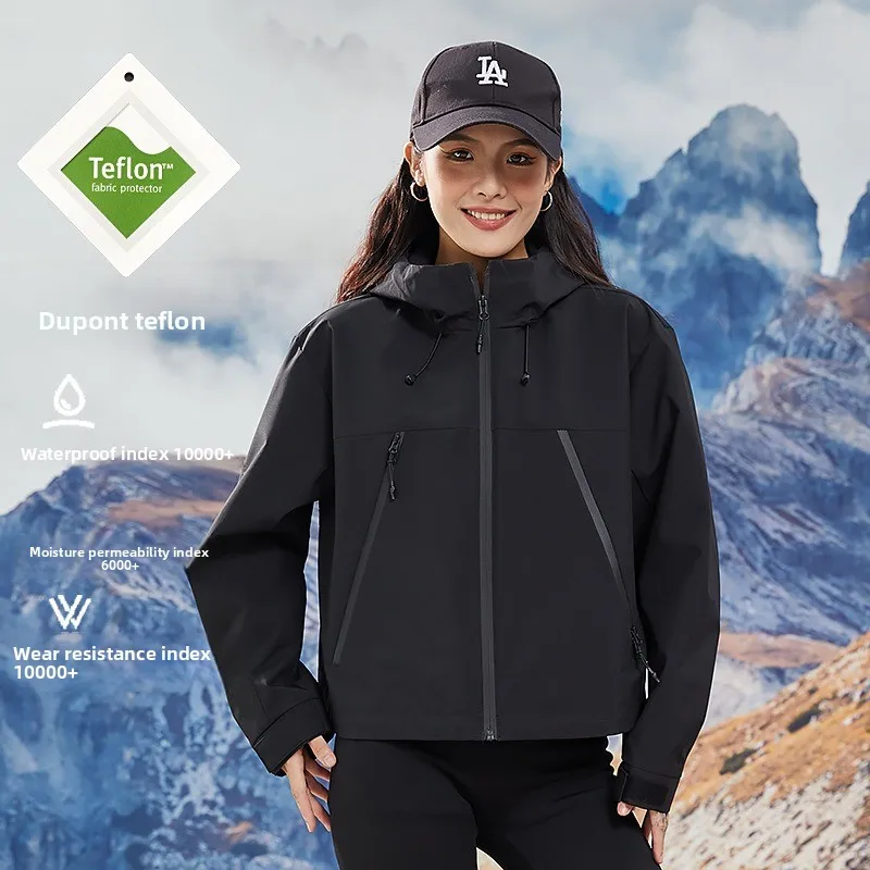 

Короткая трехнепроницаемая женская куртка, водонепроницаемое ветрозащитное пальто для велоспорта и походов, дышащая ветровка для альпинизма.