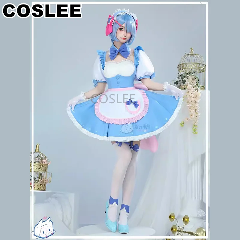 COSLEE Anime Re:Life in a Different World From Rem Lovely Maid Uniform Dress Cosplay Costume Women Halloween Party Outfit New