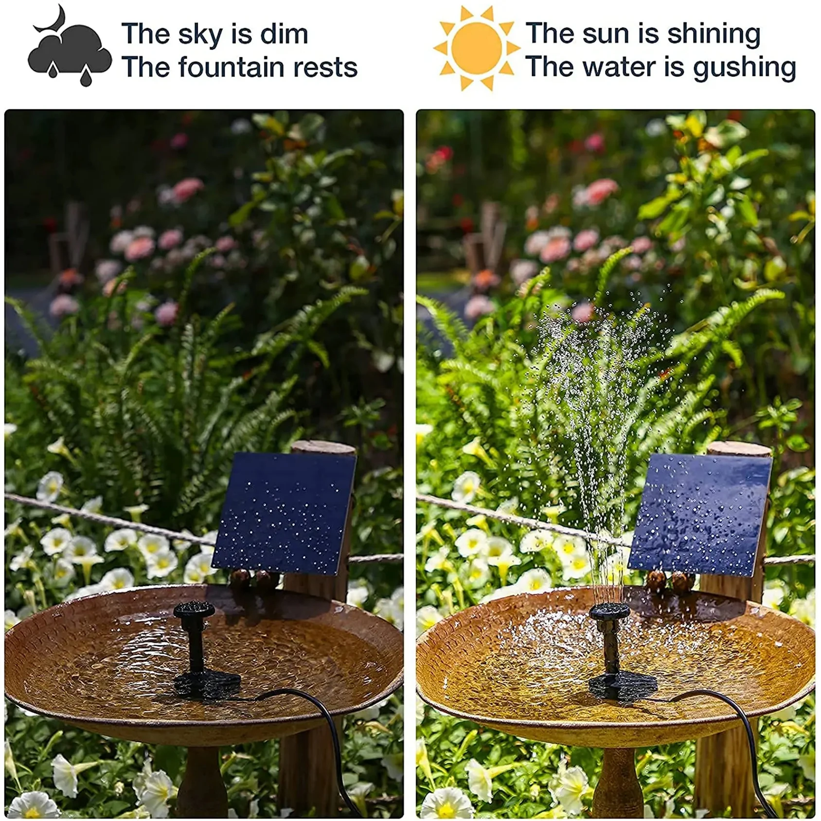 Solar Fountain Pump, DIY Outdoor Solar Water Pump with Multiple Nozzles,  Solar Powered Pump for Bird Bath, Ponds, Garden and Ot