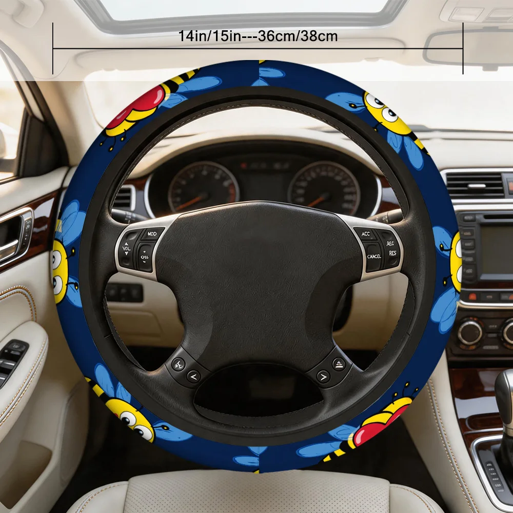 1pc Honey Bees Steering Wheel Cover Fit For Car - -Themed With Patterns, Durable Steering Wheel Suitable For Vehicles, Car Inter