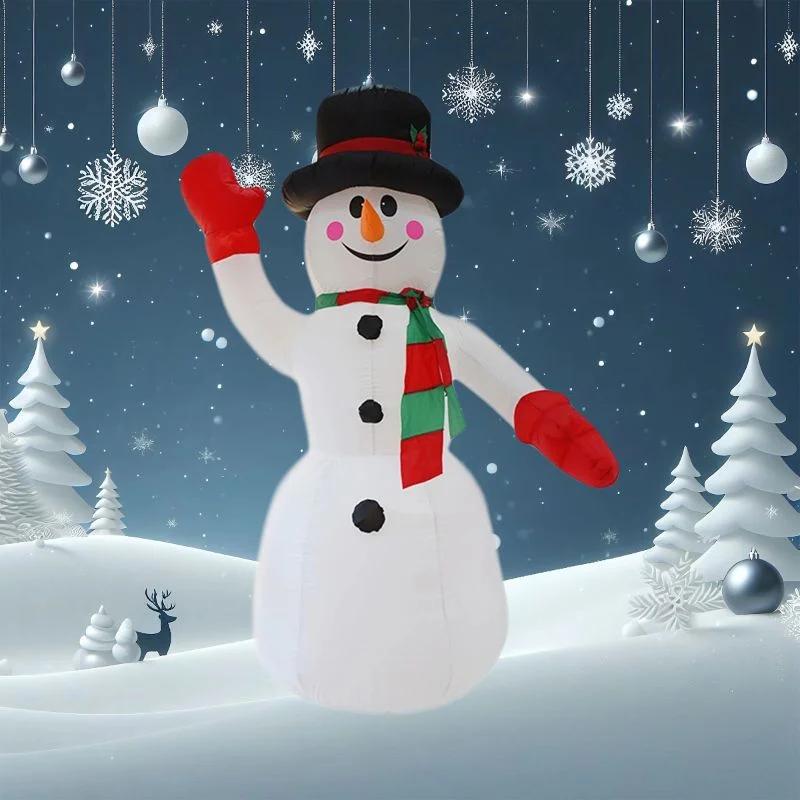 2.4m Inflatable Christmas Snowman with LED Lights - Great for Indoor/Outdoor Christmas Party Decorations and Yard Props