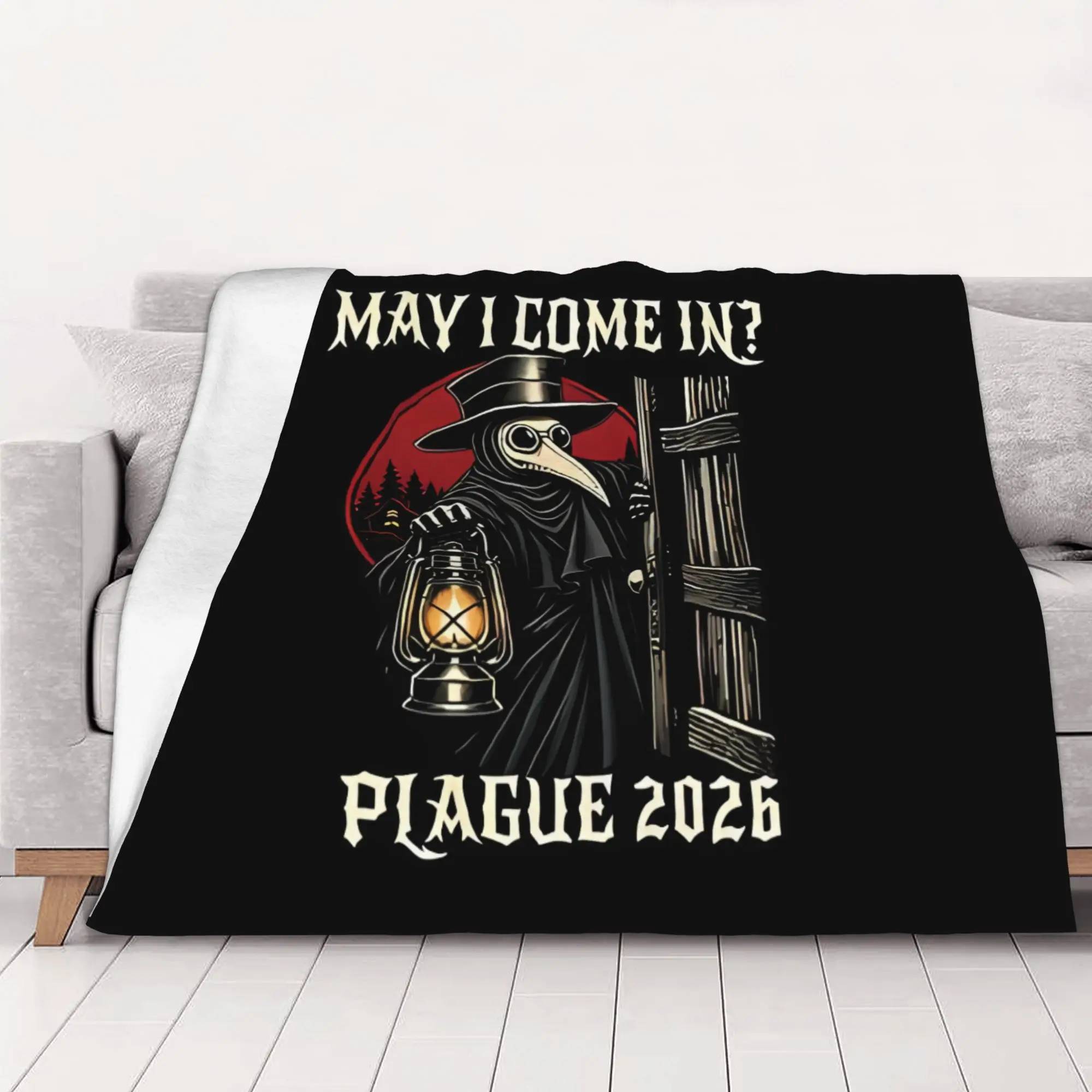 1PC Russia  Plague Outbreak Plague Doctor home room decorations Winter Blankets for Adults Bedding Home Interior Sofa Knee