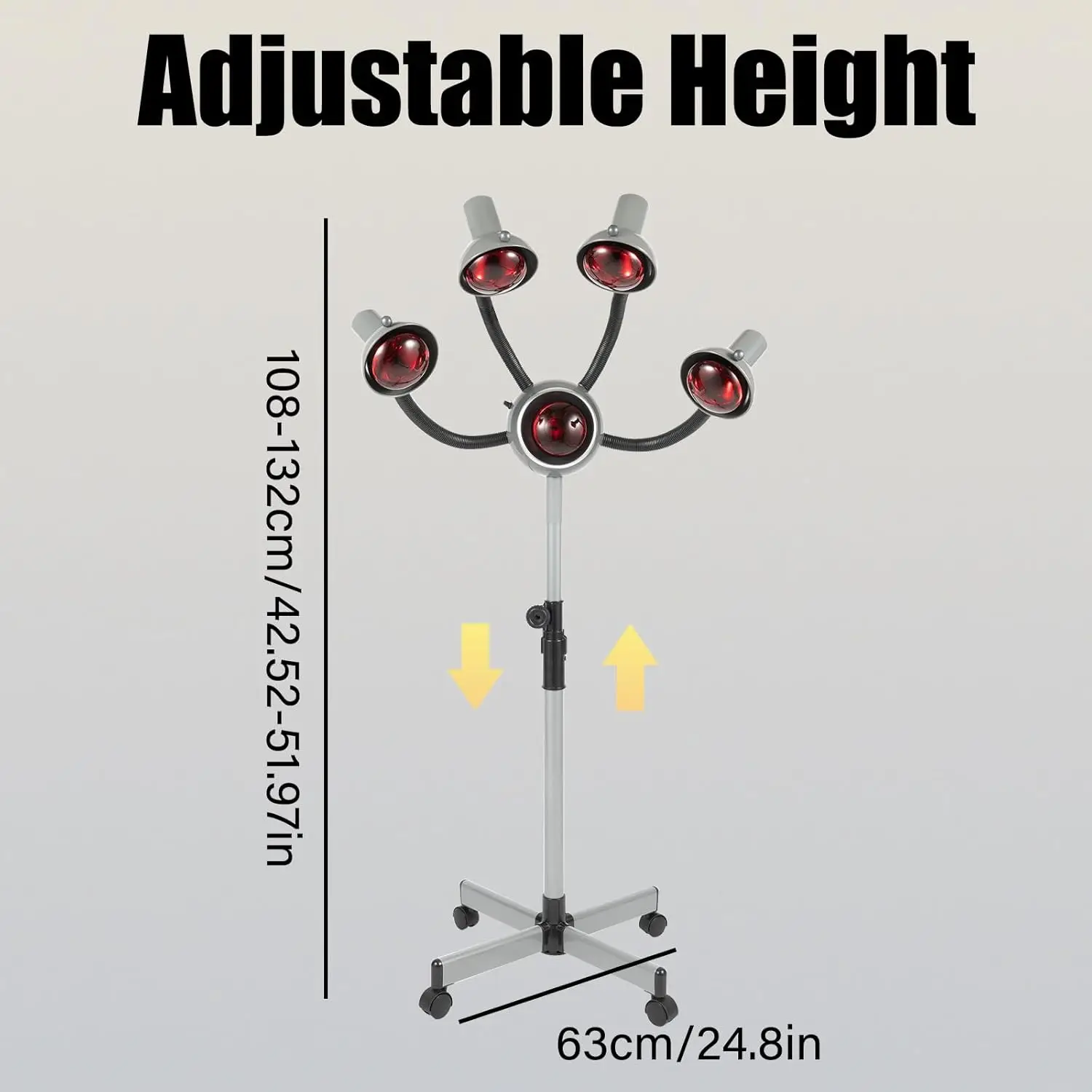 

Фен с инфракрасными нагревательными лампами с 5 головками, фен для укладки волос с регулируемой высотой, нагревательная лампа салона, хромированная металлическая подставка, белый