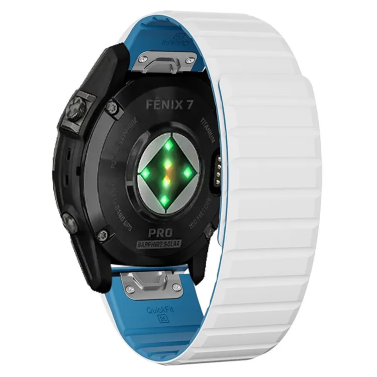 

For Garmin Fenix 5 / 5X / 6X / 7X Replacement Strap 26mm Dual Color Silicone Smart Watchband - White / Blue