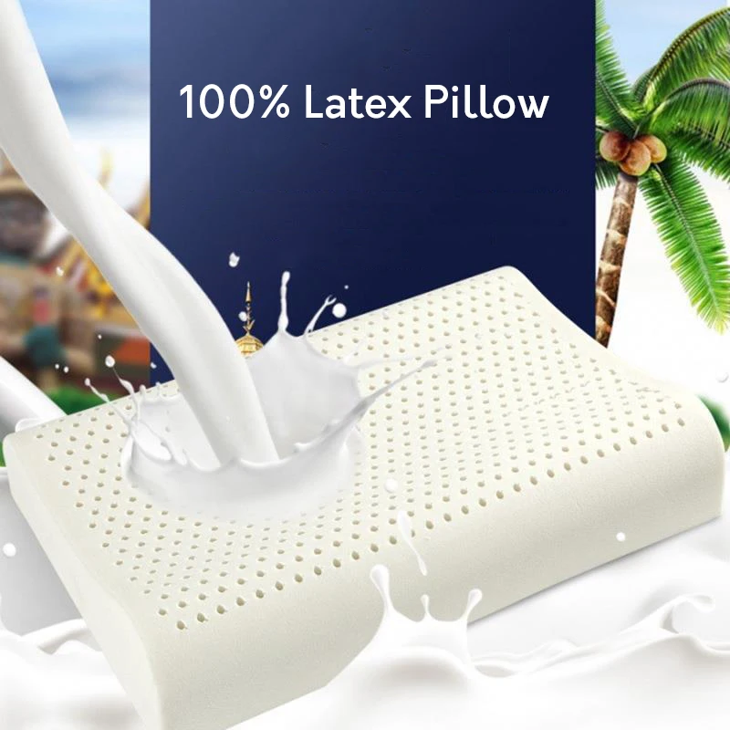 Natural 100% Latex Neck Memory Pillows Thailand latex pillow adult children cervical spine massage pillow core home hotel pillow