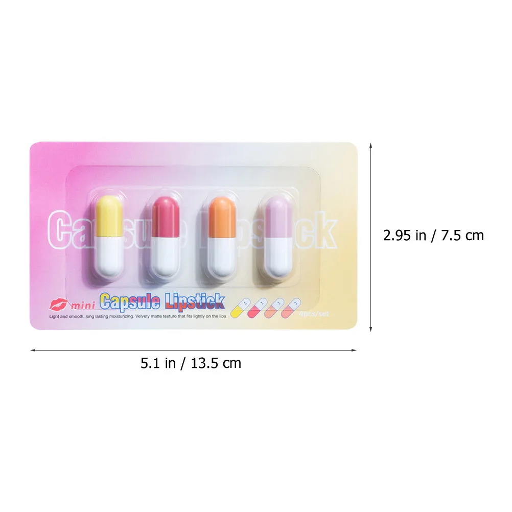 Ensemble de rouges à lèvres mats en forme de pilule, maquillage coréen, Styles polyvalents, sûr pour la peau, effet hydratant, Mini rouge à lèvres, 4 ensembles