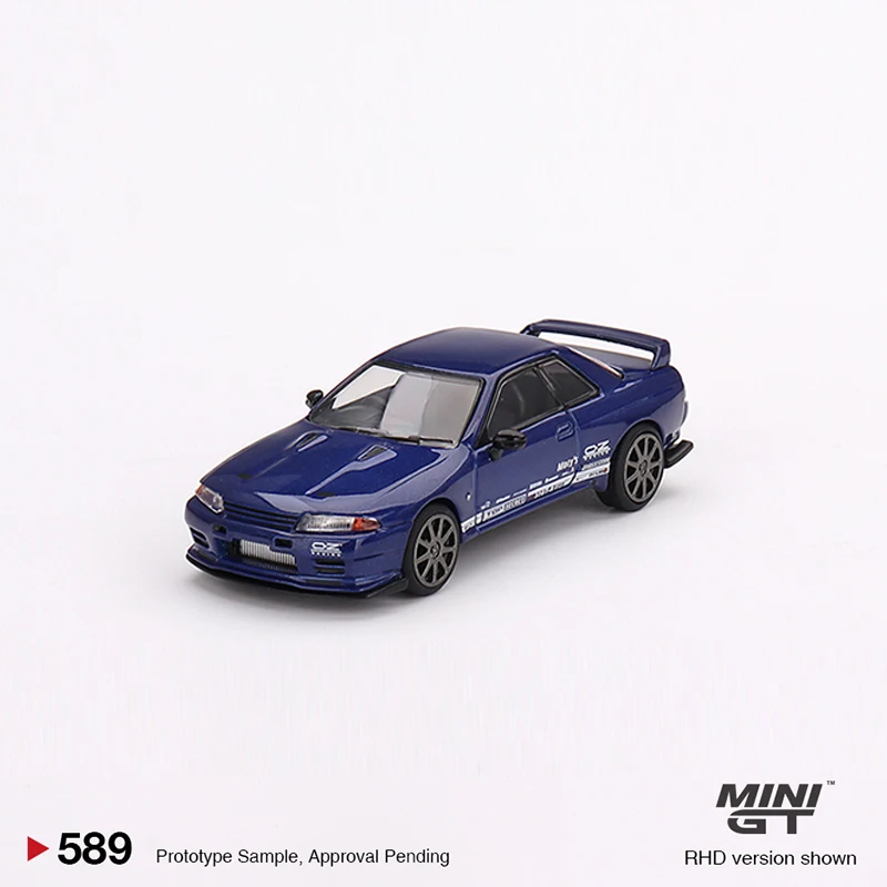 MINIGT 1:64 Model Car Skyline GT-R VR32 Alloy Die-Cast #589 RHD Metallic Blue