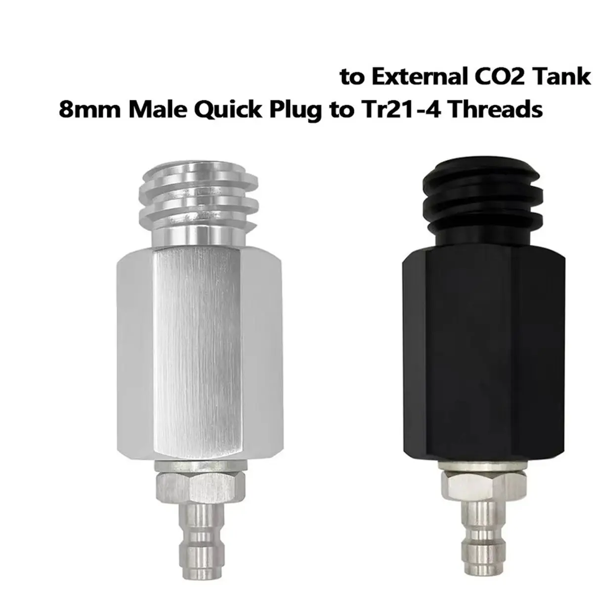 8mm Male Quick Disonnect Adapter for Tr21-4 Threads Soda Maker Machine to External CO2 Tank Bottle,Black and Silver A