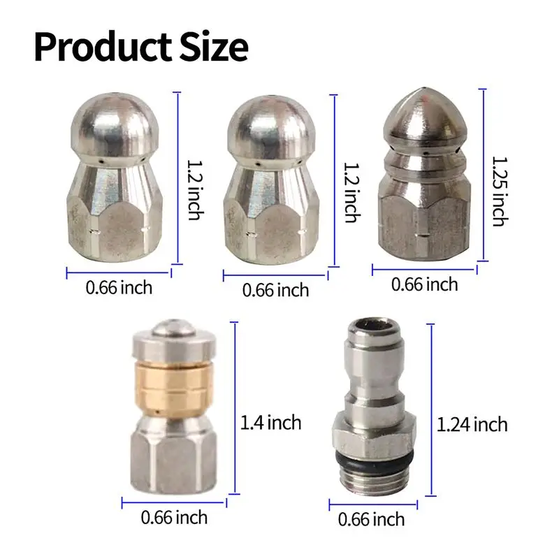 (YY)1Pc Sewer Jetter Nozzle Mini with 1/4'' Quick Connect Drain Cleaning Nozzle Tips Kit for Drain Jetting Hose