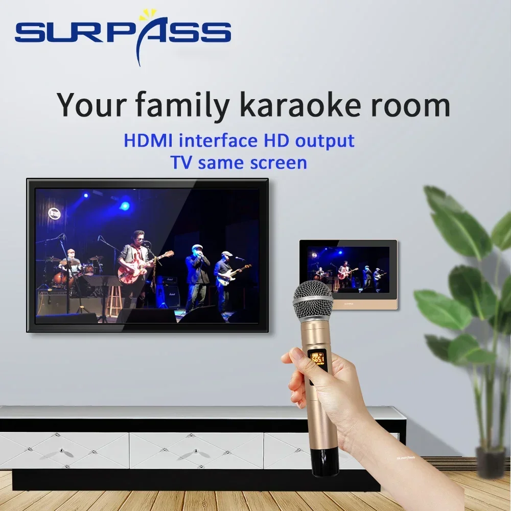 Amplificador de parede de tela de toque estéreo bluetooth-compatível com wifi android 8.1 pa teto alto-falante sistema de cinema em casa com microfone áudio