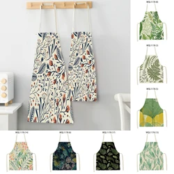 1Pcs Tropical Jungle Printed Kitchen Apron Plant Green Leaves Kids Men Women Chef Cooking Aprons Waist Bib Cleaning Pinafores