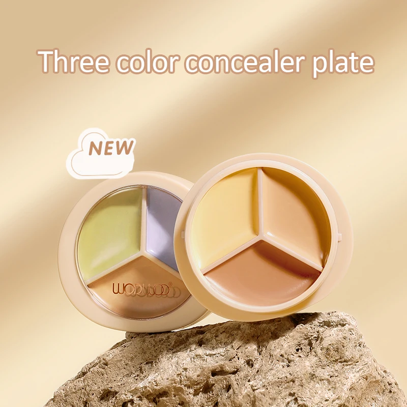 كونسيلر WODWOD ثلاثي الألوان قابل للتعديل، كونسيلر للبقع، كونسيلر علامات الجيب، كونسيلر مقاوم للماء #4