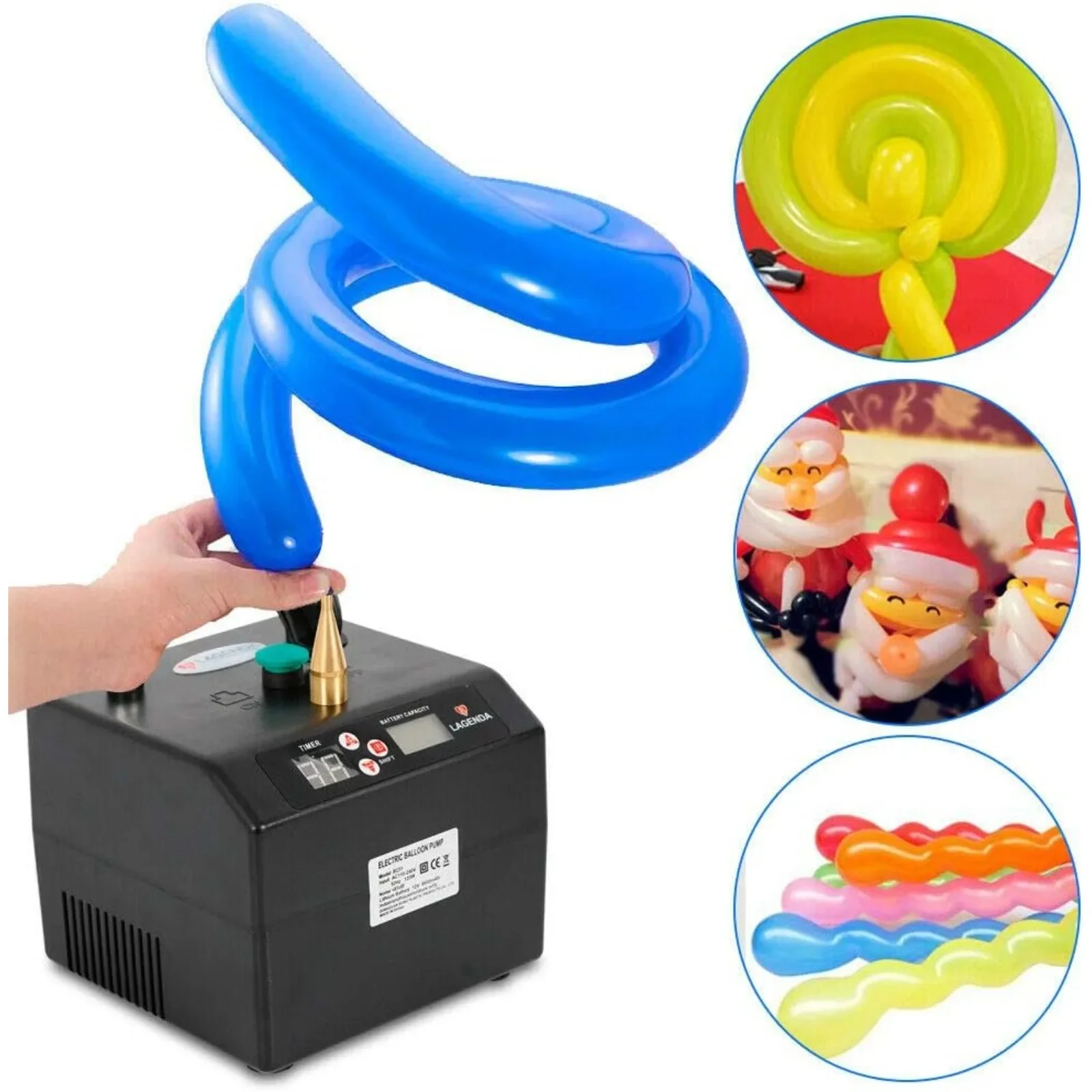 BYMAOCAR Portable Electric Balloon Inflator Air Pump Blower Air Balloon Pump w/Timer Battery for Party Events Decoration 110V