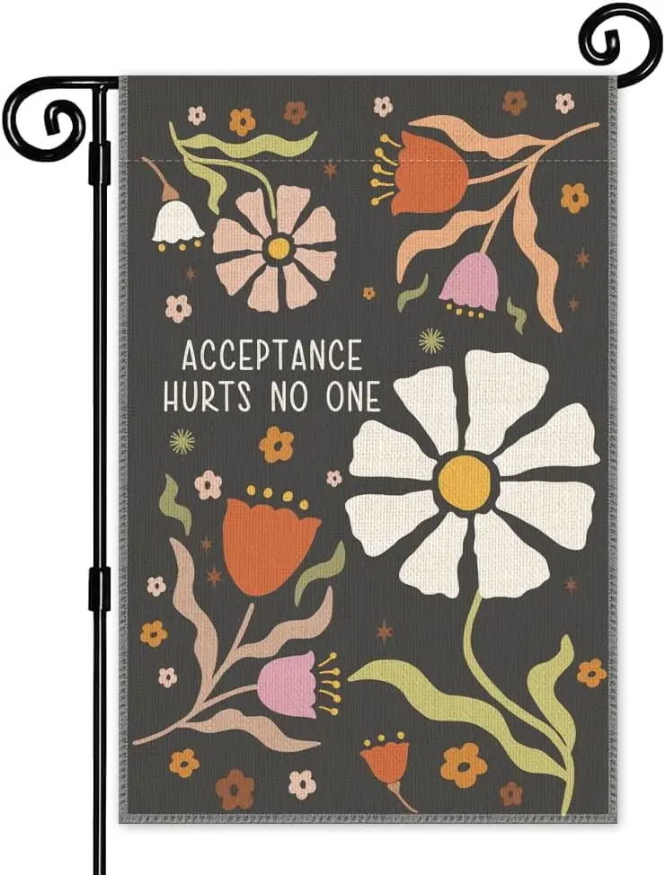 Acceptance Hurts No One Retro Garden Flag, Double Sided Yard Outdoor Farmhouse Lawn Porch Decor Flag, Human Rights Decor, Wo yyi