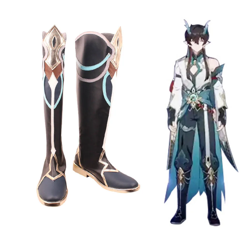 Anime Honkai Star Rail Dan Heng Imbibitor Lunae Game Cosplay Shoes Halloween Costumes PU Leather Boot Props Men and Women