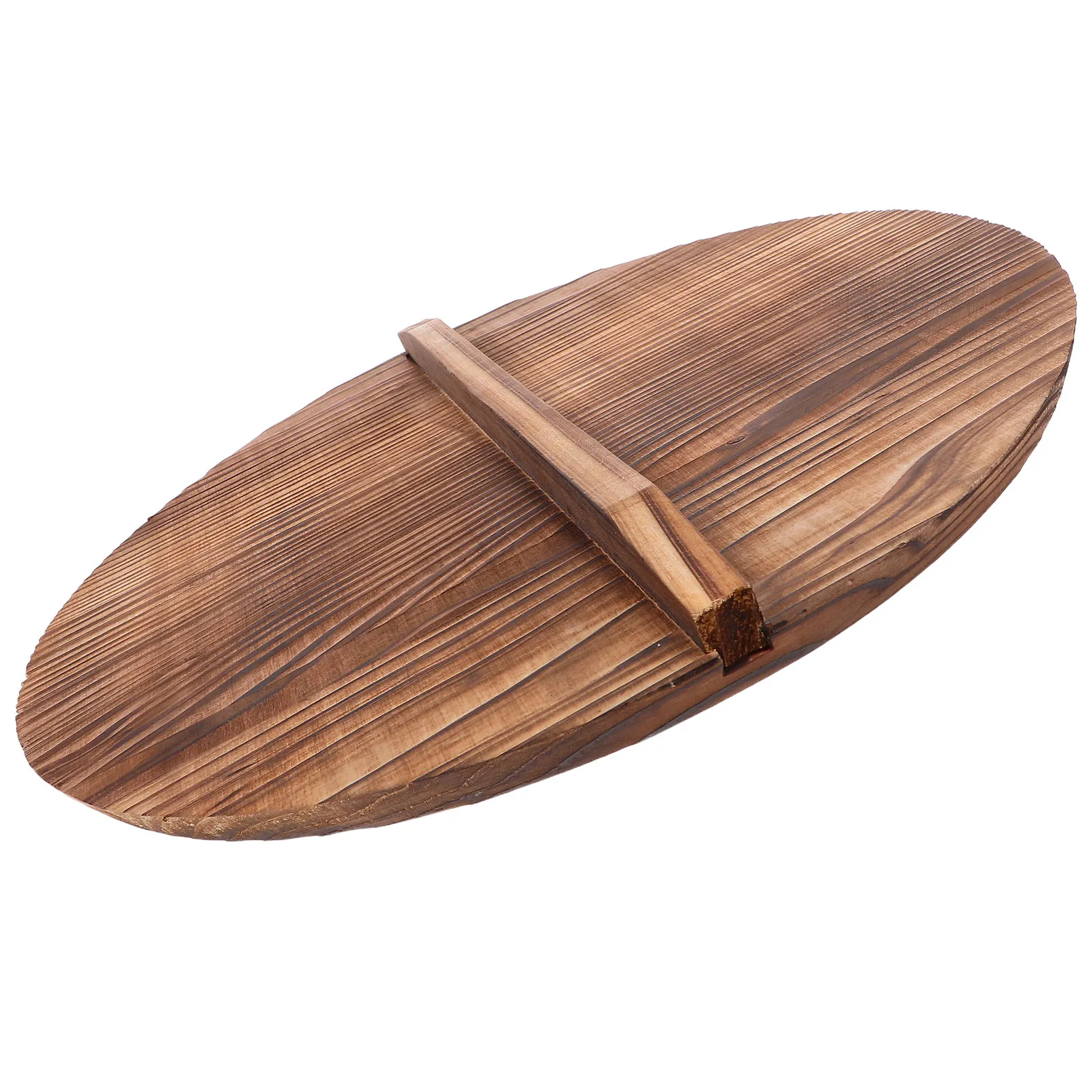 

Wooden Pot Lid Retro Iron Wok Cover Heat Resistant Handle Steam Retaining Anti-Overflow Wok Lid Protective Household Kitchen