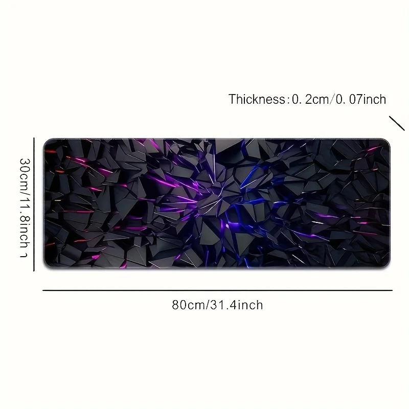 Large Futuristic Black Mouse Pad Neon Lines Design Rubber Base Stitched Edge Non Slip Desk Mat Gaming Office Decor Gift