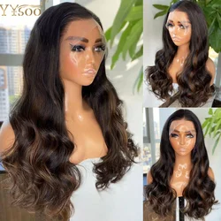 YYsoo-Perruque de cheveux synthétiques à reflets longs Body Wave pour femmes noires, délié pré-plumé, partie libre, Futura Lace Front, 13x4