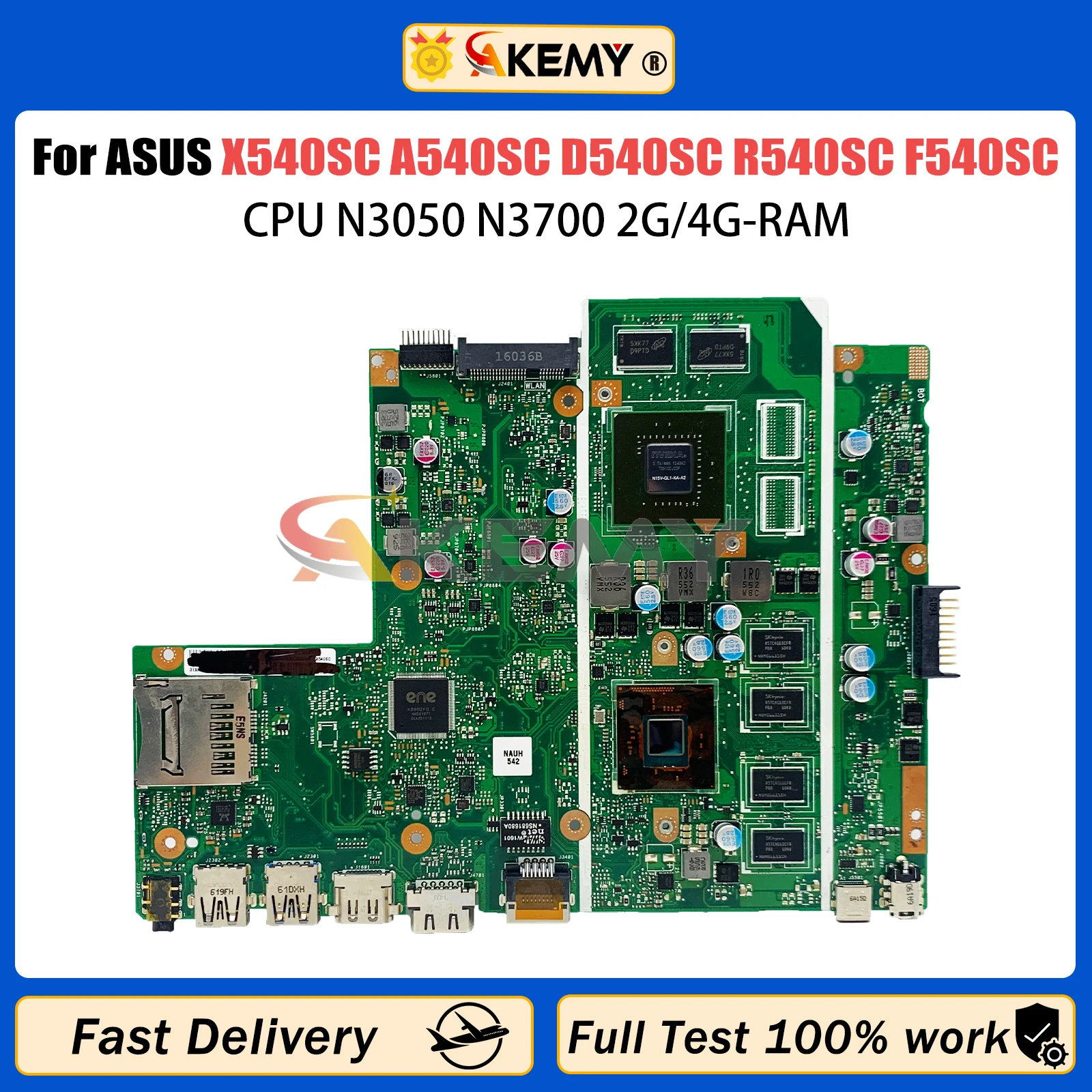 AKEMY X540SC Mainboard For ASUS X540S A540SC D540SC R540SC F540SC Laptop Motherboard CPU N3050 N3700 2G/4G-RAM GT810M