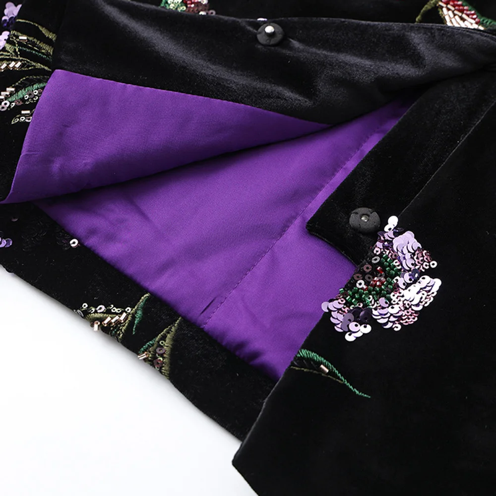 Chinese National Embroidery Jacket Women Beautiful Sequins Temperament Jacquard Ethnic Coat For Spring Autumn
