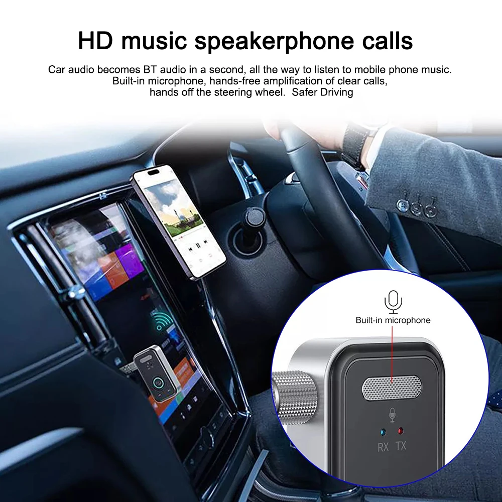 2 In 1 Wireless Bluetooth 5.3 Ricevitore Trasmettitore 3.5mm Jack Auto AUX Stereo Adattatore Audio per Auricolari Auto Altoparlanti TV PC