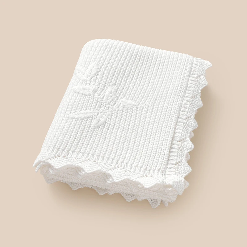 White Baby Blankets Knitted Newborn Infant Boys Girls Cotton Stroller Swaddle Wrap Plaid 90*70cm Toddler Bedding Cellular Covers