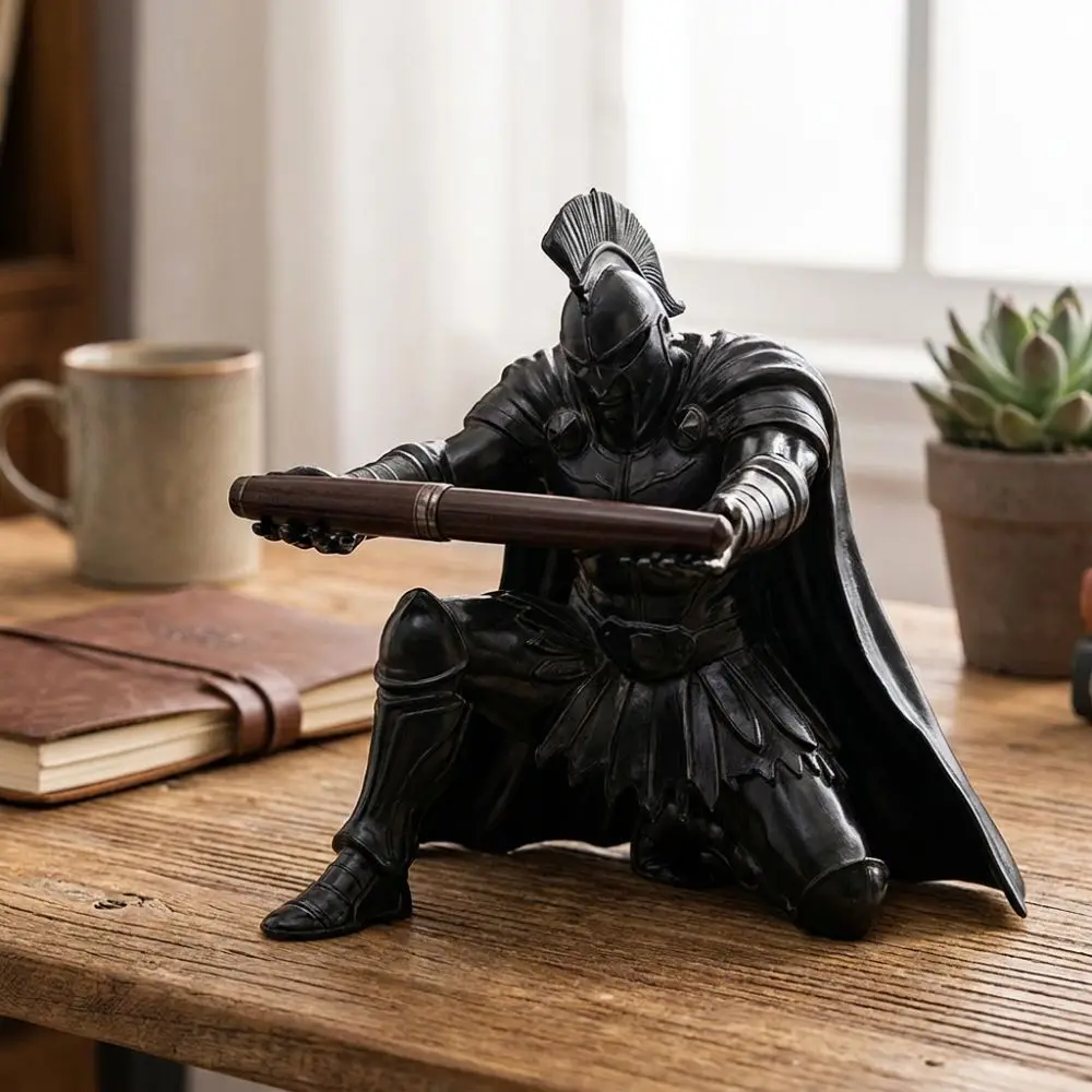 Funny 3D Printed Warrior Pen Holder Plastic Vintage Roman Gladiator Pen Stand Waterproof Kneeling Knight Pen Rack Cool Gift
