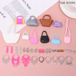 10pcs Dollhouse Electroplated Crown Necklace Earstuds Bracelets Earrings Pendant Pack Accessories Dressing Princess Doll Toy