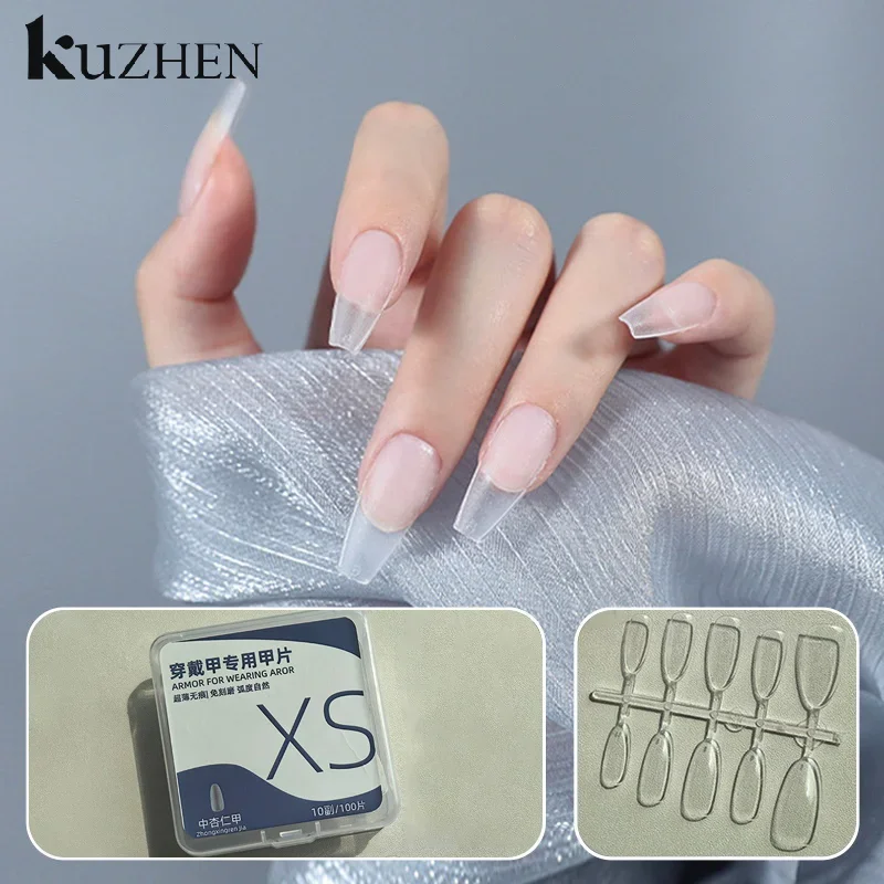 100 قطعة من الأظافر المزيفة القصيرة المصنوعة من اللوز المتجمد المثالية لتصميم الأظافر وملحقات الصالون المثالية للمواعدة والارتداء اليومي