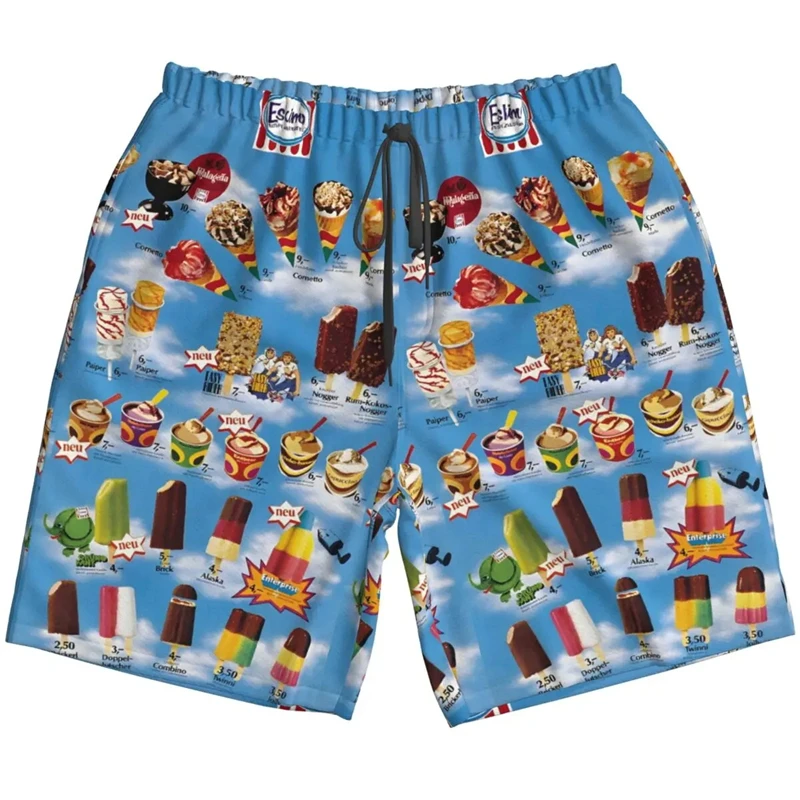 2024 Harajuku Sweet Ice Cream Graphic Men Women Beach Shorts Street Hip Hop 3D Printing Summer Hawaii Holiday Party Beach Shorts