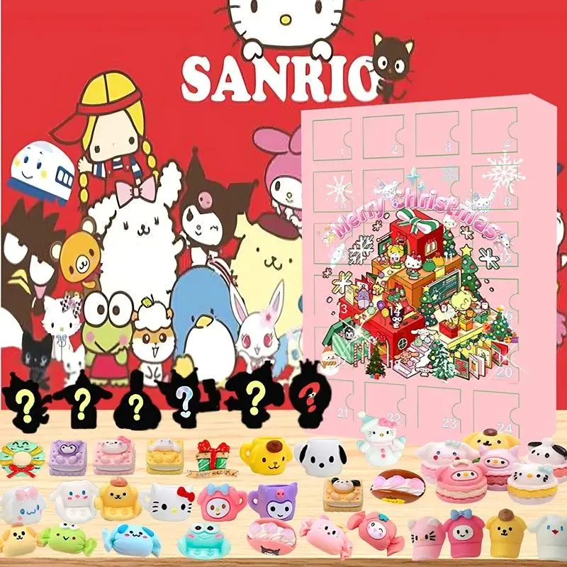 New Sanrio Hello Kitty Christmas Advent Calendar Anime Figure Collection Desk Decoration Blind Box Christmas Gifts Toys For Kid