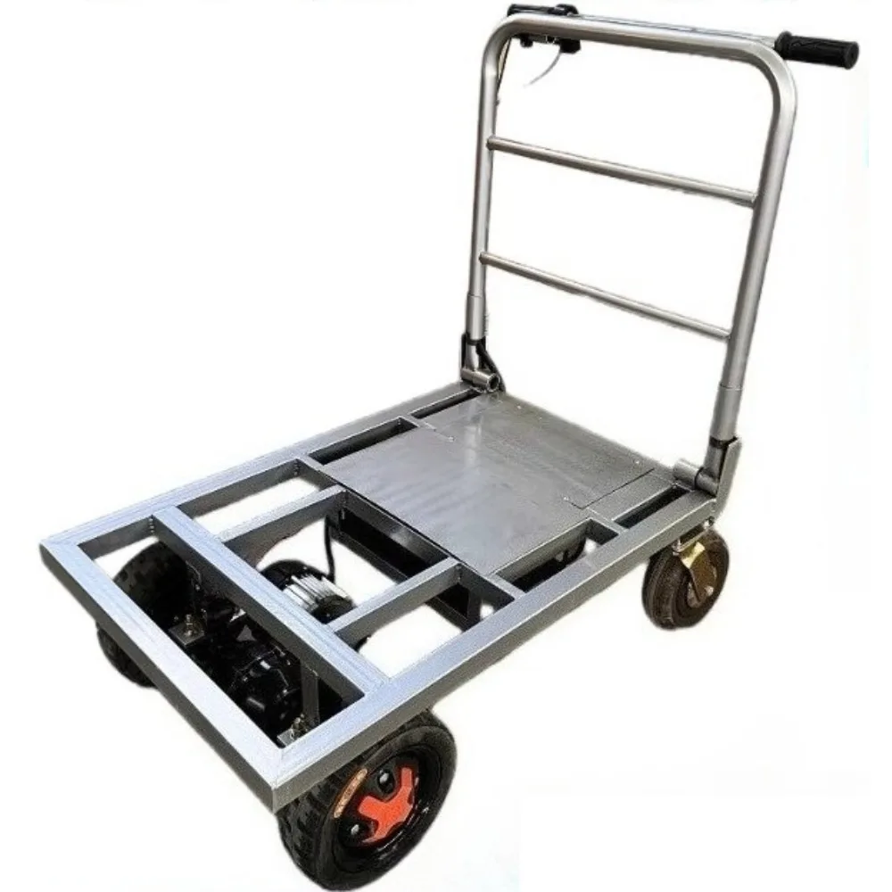 Electric flatbed trolley for pulling tiles, sand, cement transporter, decoration into the elevator, foldable trolley